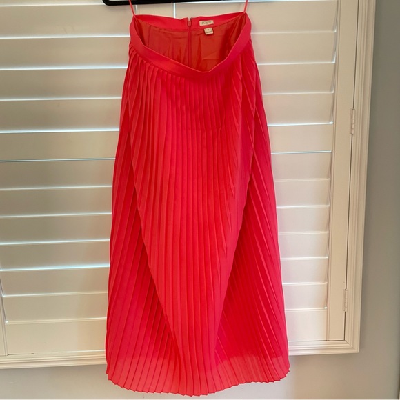 J Crew Accordion Pleated ALine MIDI Skirt Orange RedSize 6 - Picture 1 of 4